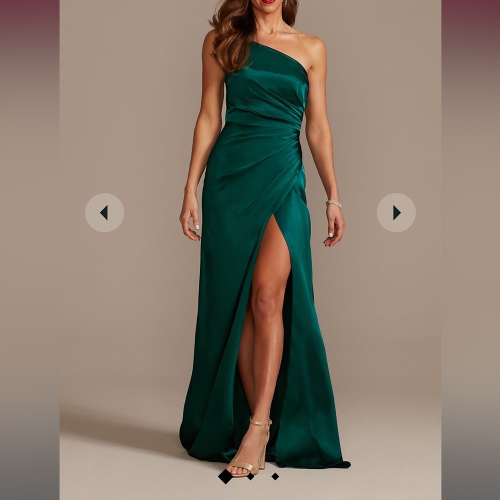 David's Bridal One Shoulder Charmeuse Formal Dress in Gem Size 4